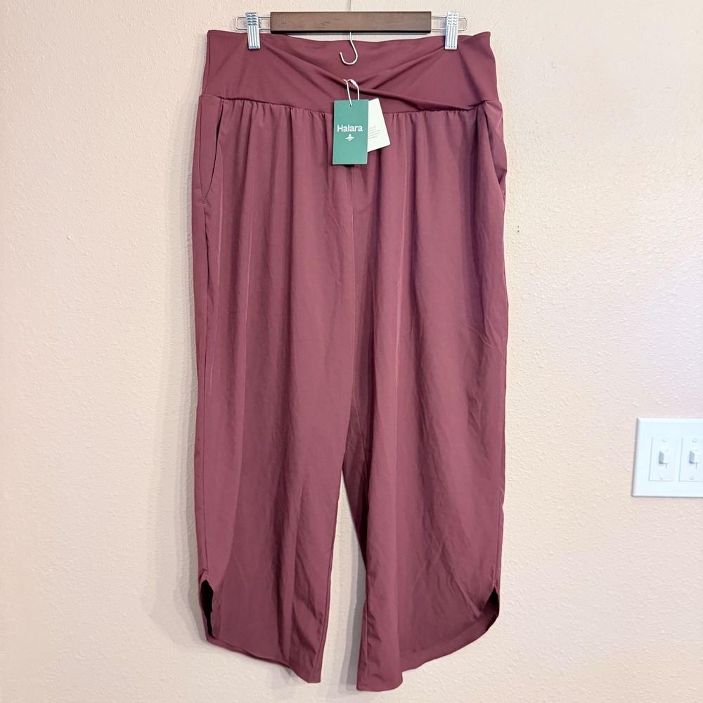 Halara Breezeful High Waisted Crossover Wide Leg Pants Mauve XL NEW